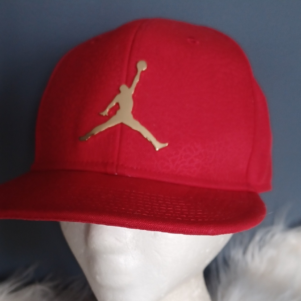 Jordan Red Cap with Gold Logo